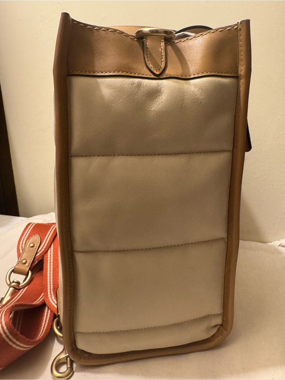 Coach Field Tote 22 Colorblock Quilting Coach Badge Leather Ivory Multi EUC Set - Picture 7 of 17